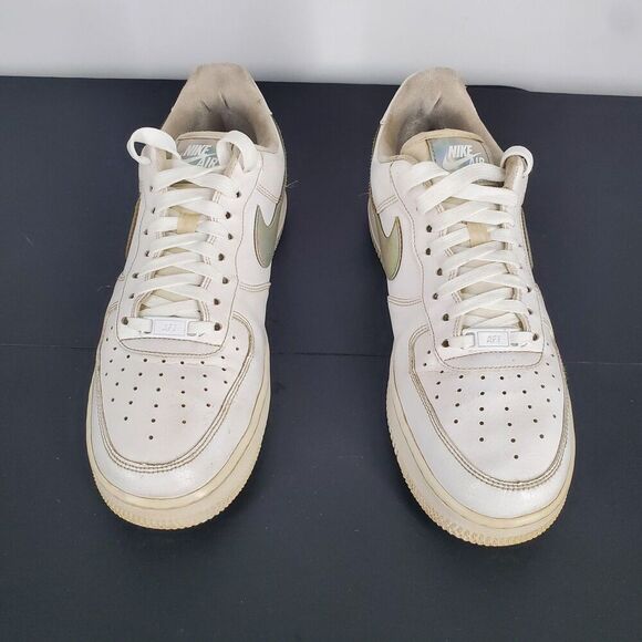 Nike Air Force 1 Low Shoes Womens Size 10 White Iridescent Swoosh CI1646-100 - Picture 8 of 10